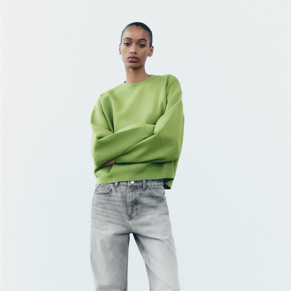 Zara basic plain knit sweatshirt size S